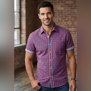 Stylish Red and Blue Checkered Men's Shirt